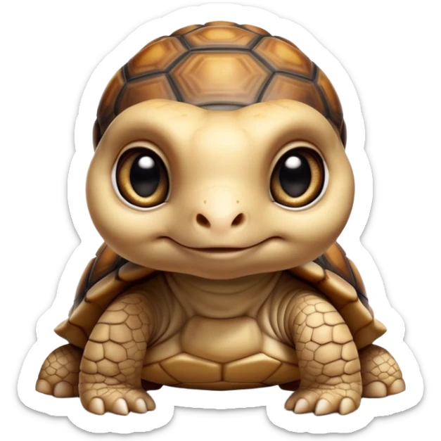 cinematic-baby tortoise-realistic--emoji,,-cute-wise-face-peering-ahead-with-calm-determination,-cute large-eyes-reflecting-centuries of wisdom, sticker