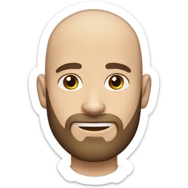 Bald skinny man with brown hair on sides and beard under his neck and pale skin sticker