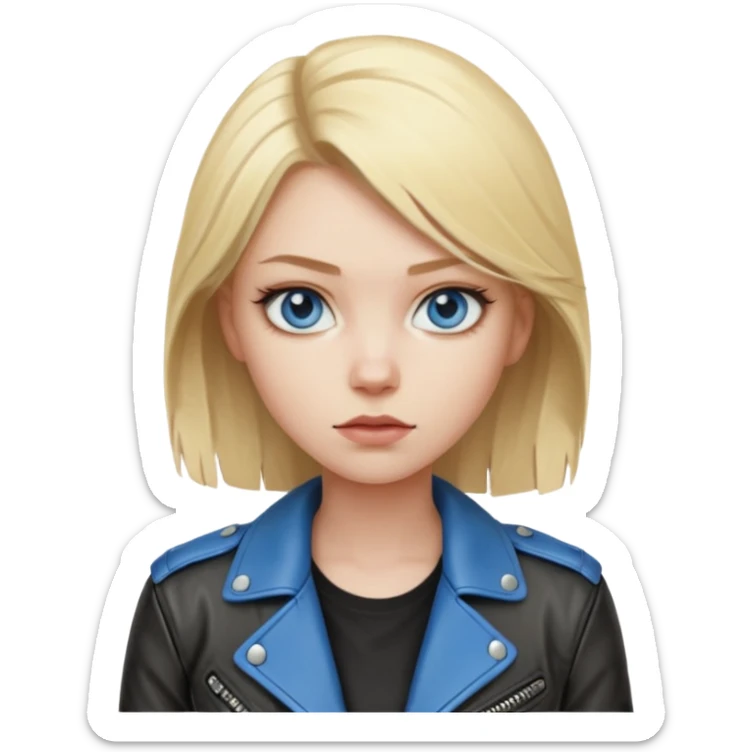 dessiner moi une fille assez rebelle et qui est blonde au yeux bleu sticker