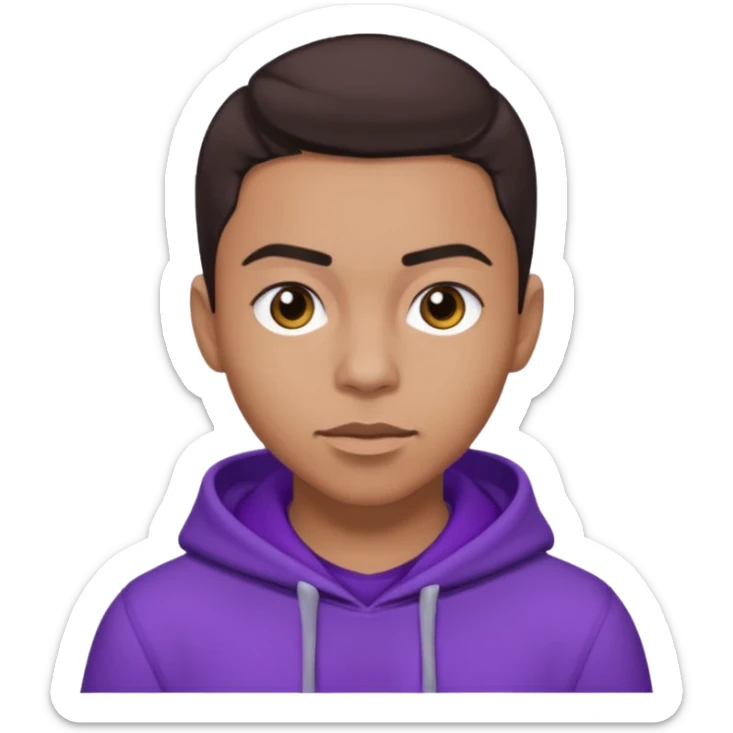 Quincy Brown with dark brown hair, light tan skin, purple outfit sticker