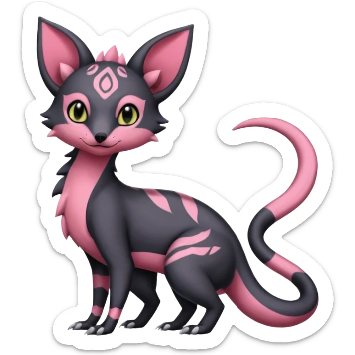 Pastel white rose-pink Salandit-Umbreon-Genet-Noivern-Civet-Hybrid (Full body) sticker