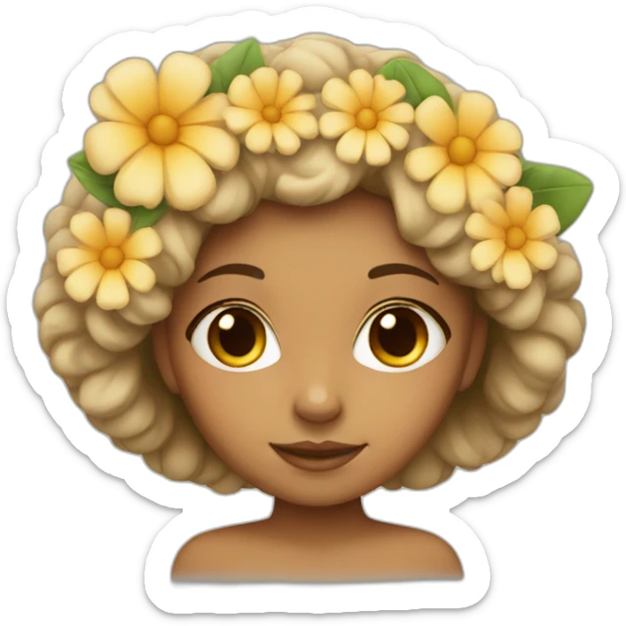 girl with flower head tan sticker