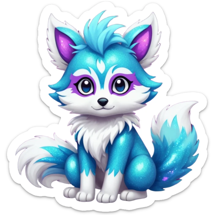 Cool cute Kawaii edgy fantasy animal sparkle fursona Fionbri creature by griffsnuff & LiLaiRa & Falvie full body sticker