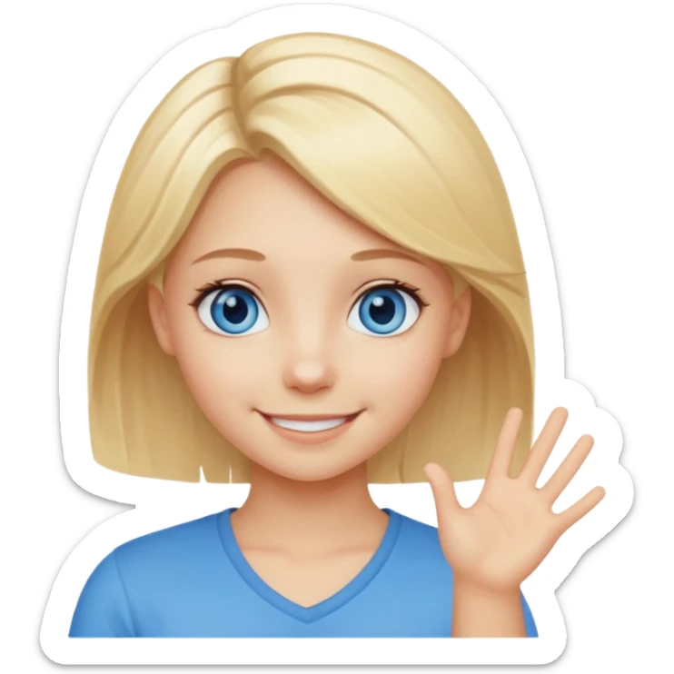 cute blond hair blue eye girl say OK in quote sticker