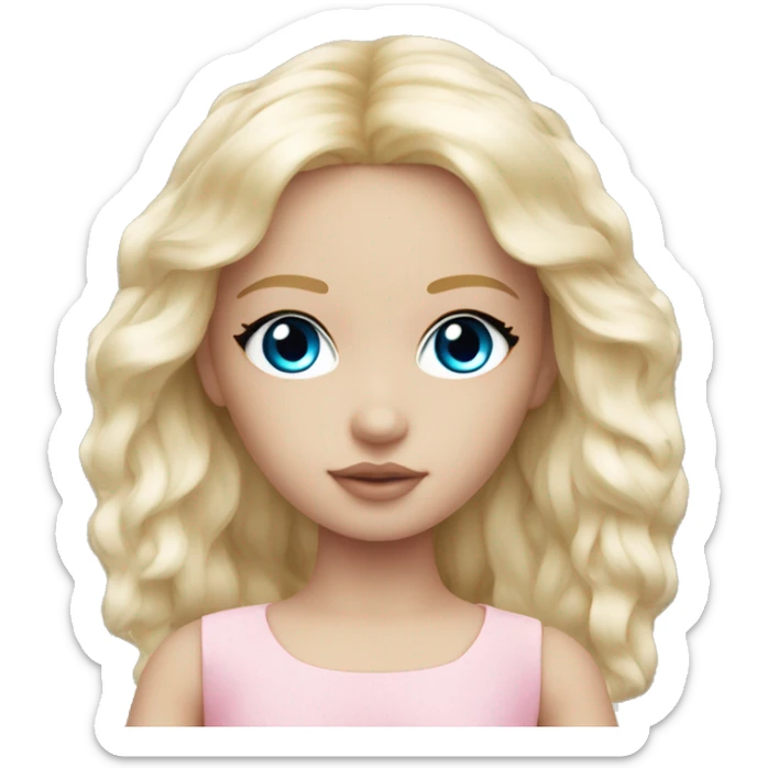 ocean blue doll eyes, blonde hair, feminine, pink, girl, angelic sticker