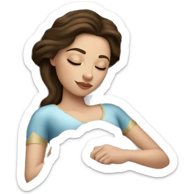 sleeping beauty brunette white girl with a silk pillow sticker