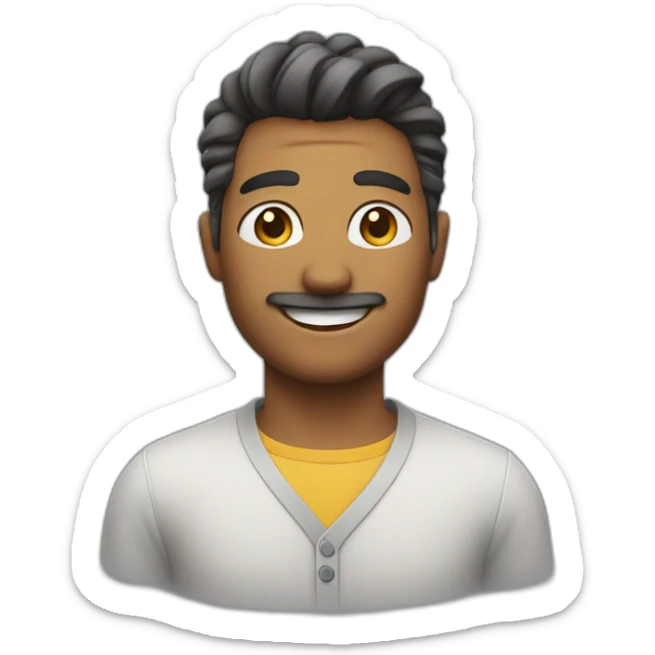 Smiling man, shirt hair with a fade, in a Block shirt sticker