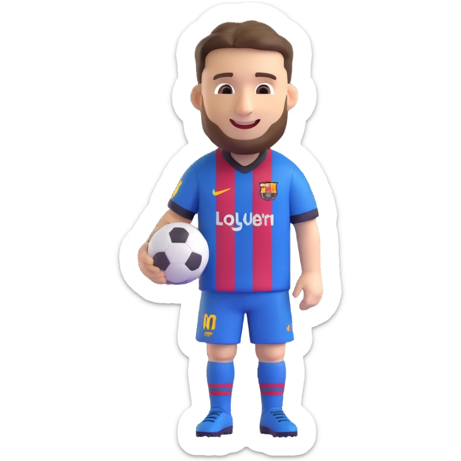 Lionel Messi as an emoji, football jersey, short hair, smiling sticker