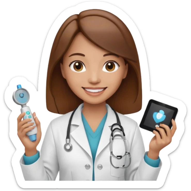 Can you make an emoji of a light skin brown hair ultrasound technician sticker