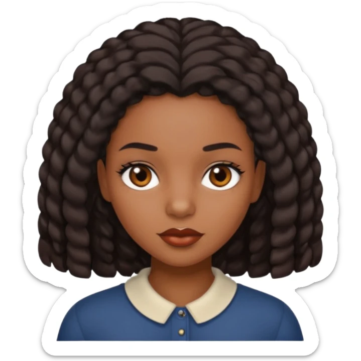 Black girl, cabelo cacheado curto, com os olhos castanhos escuro, lábios médio sticker