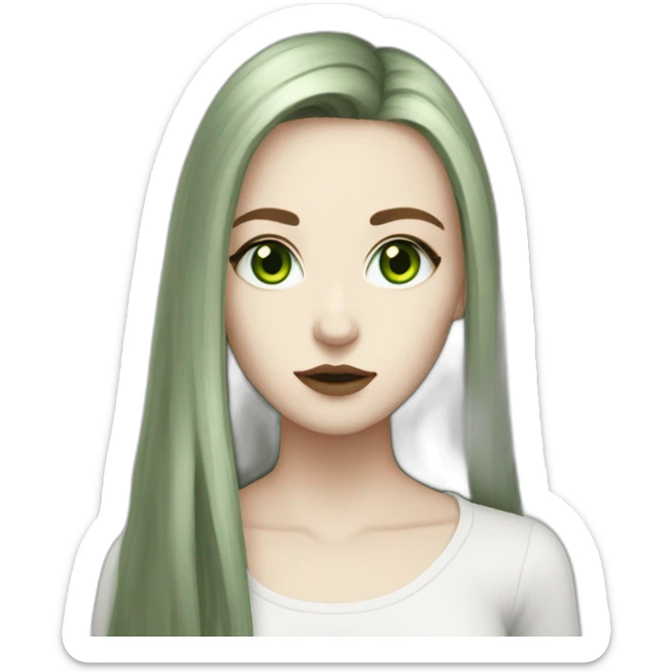 White goth girl with long light brown hair and high green eyes sticker