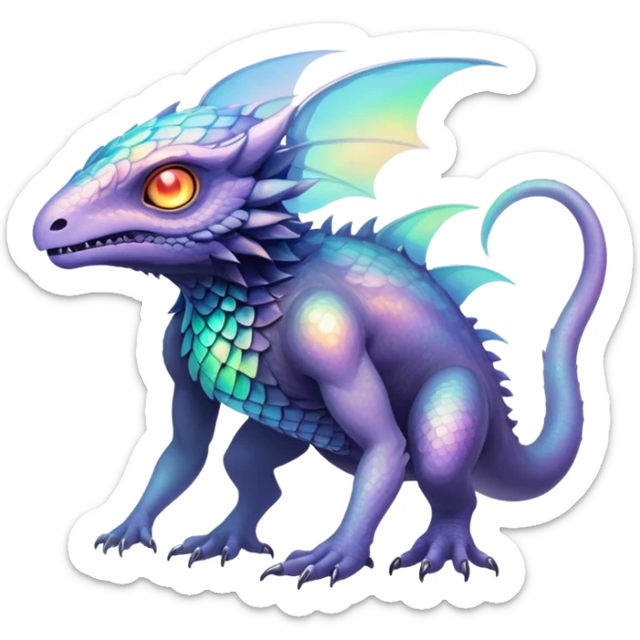 Apocalyptic dystopian foggy steamy iridescent aesthetic-scenery-Fakémon-creature sticker
