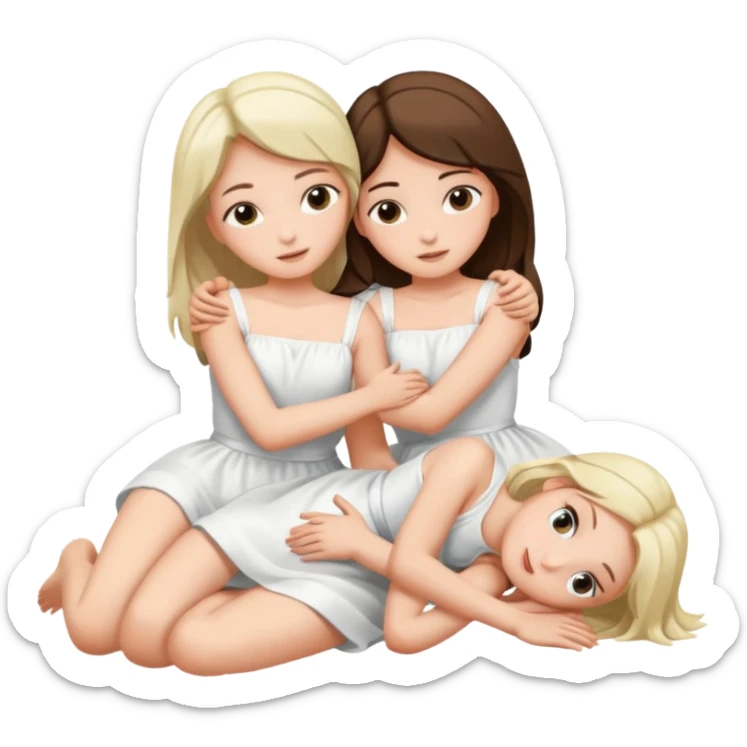 two girls lying on top of each other wrapped around each other sticker