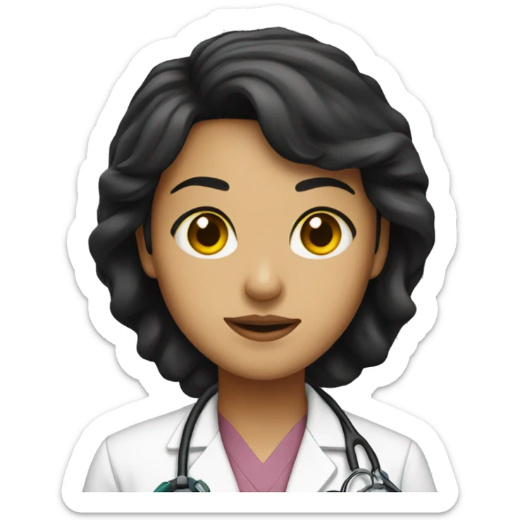 doctor, girl, brown eyes, yellow skin, black hair sticker