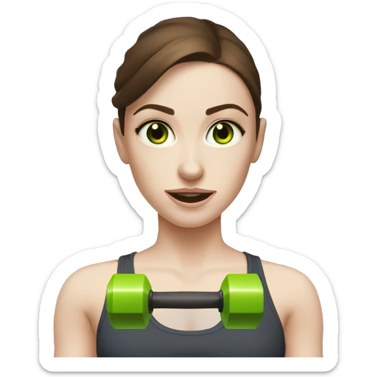 fitness girl with Brown Hair, Green Eyes, Pale Skin an  dumbbels sticker