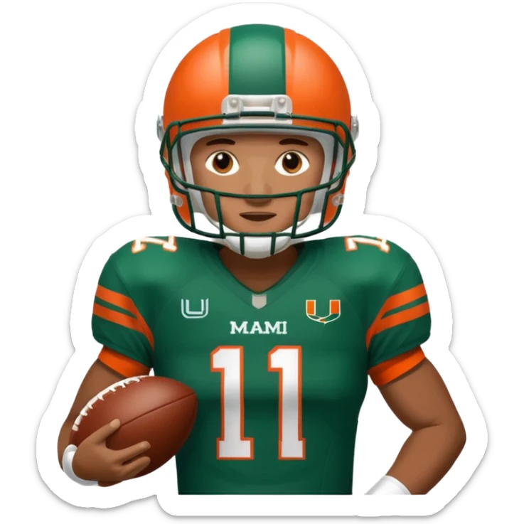 football player for the university of miami wearing number 11 sticker