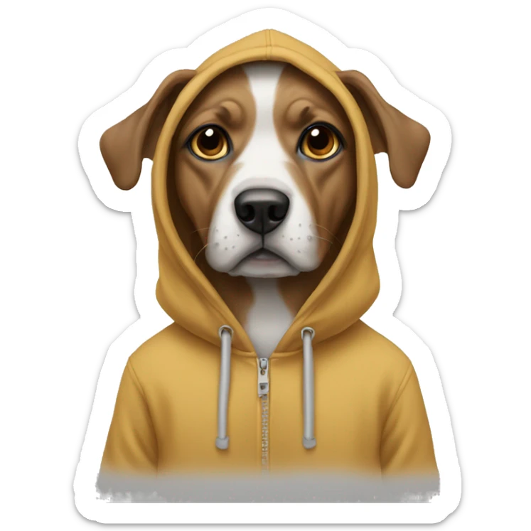Dog wearing hoodie sticker