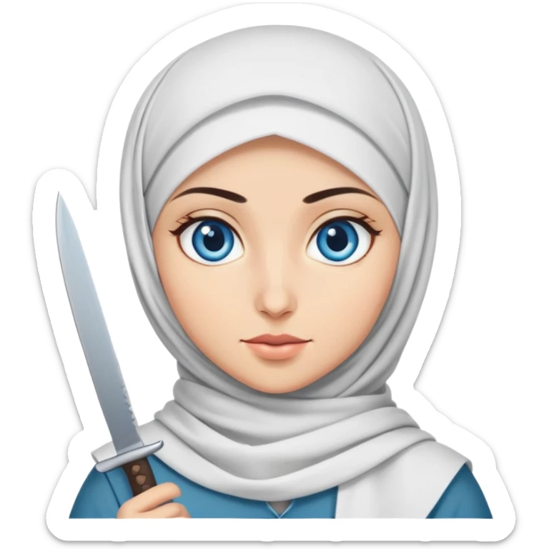Turkish beautiful finish Konya girl blue eyes with hijab and with a knife  sticker