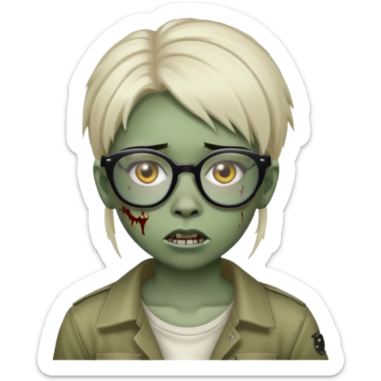 zumbi girl with tomboy hair and glasses sticker