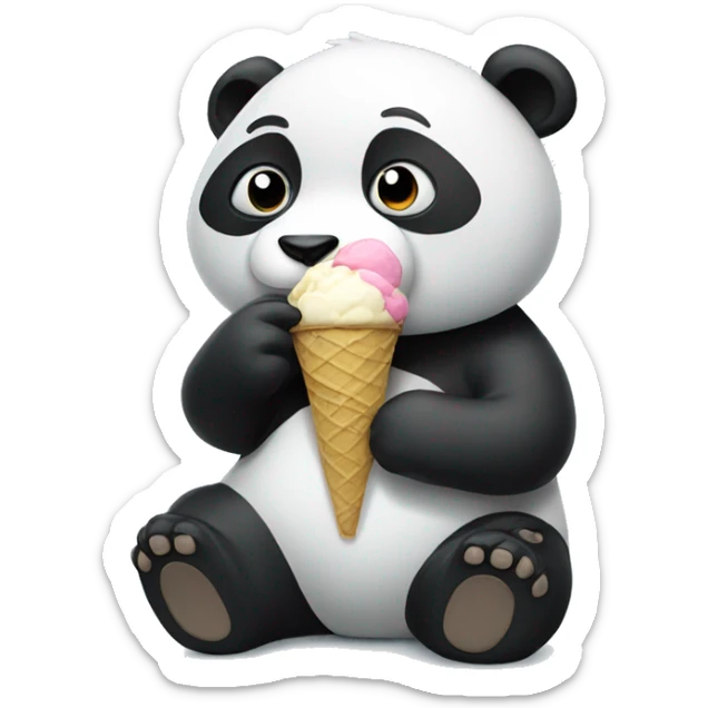 Panda eating ice cream sticker