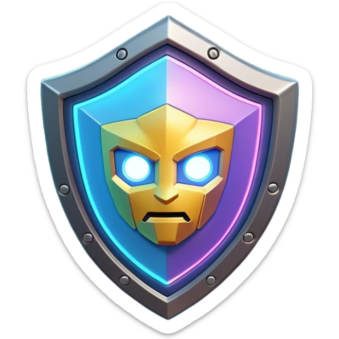 Clash of Clans aesthetic: Cinematic Playful 3D Isometric Energy Shield Emoji, rendered in a 3D vector-style similar to standard emojis with minimal shading and bold, simplified shapes. A compact, distinct form with signature details, softly glowing with a futuristic sci-fi warfare charm. Simplified yet unmistakably iconic, highly detailed and consistent, glowing with a soft radiance and high shine. Stylized with a touch of high-tech brilliance and a soft glowing outline, capturing the essence of a beloved gaming relic with a friendly, playful manner! sticker