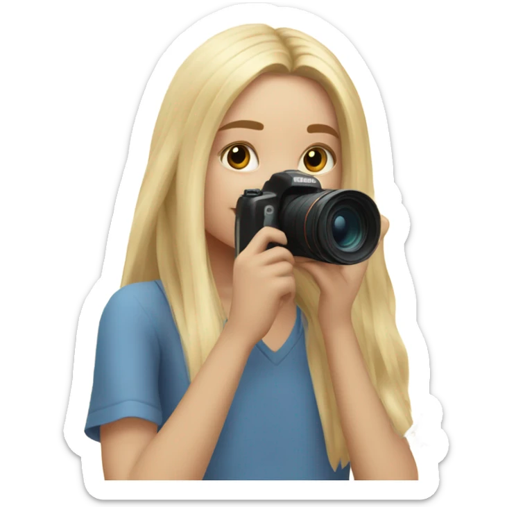 Blonde Girl with long hair and nice camera taking pictures of birds sticker