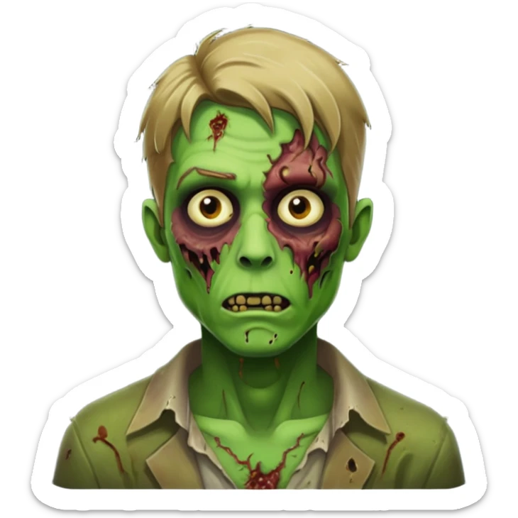 handsome aesthetic dark blonde hair zombie man with green skin sticker