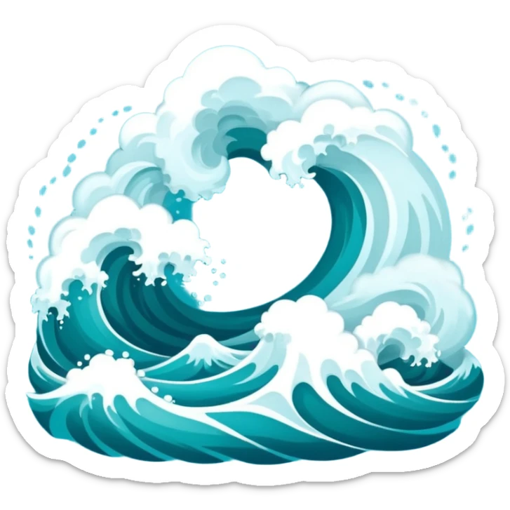 Swirl storm coming out of the water mark the colur teal sticker