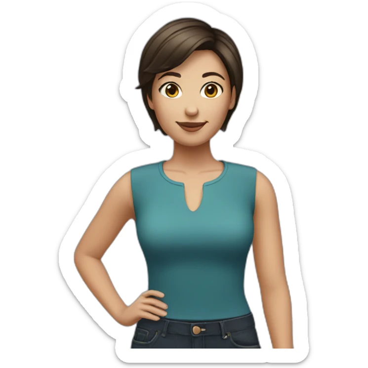 brunette girl with short hair sticker
