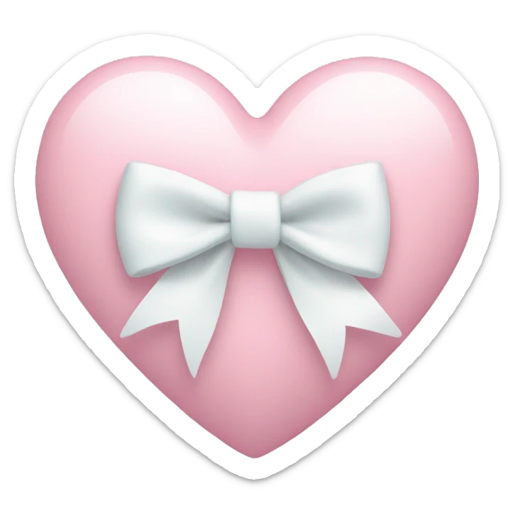 Pastel pink heart with white bow sticker
