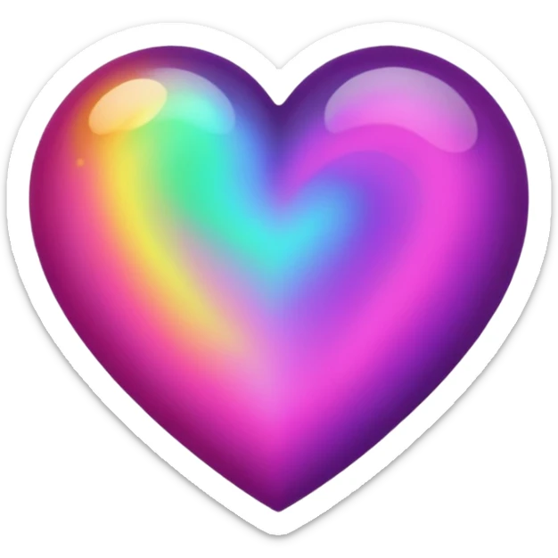 heart with layers of purple, hot pink, amber, light green, and dark purple sticker