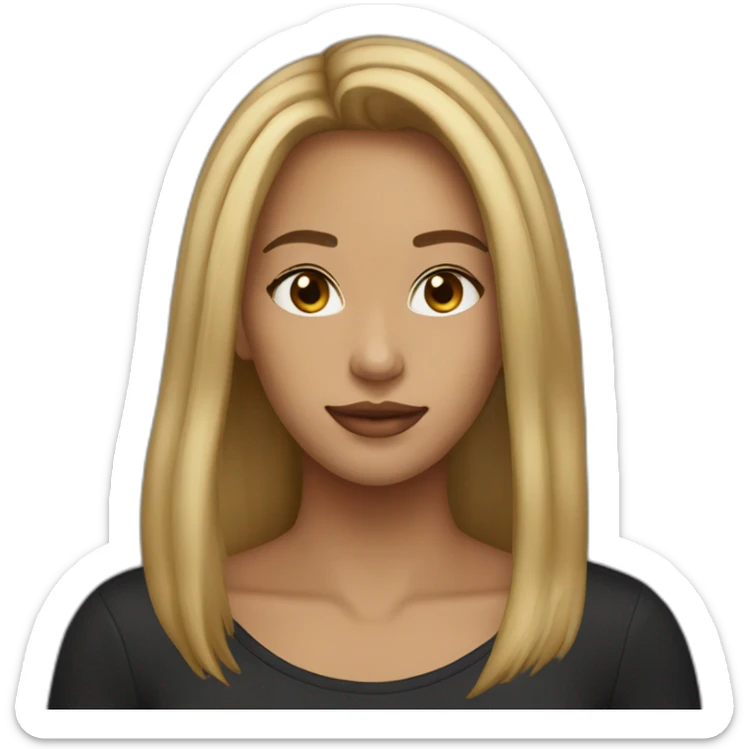 20 year old less honey blonde highlights hair with black shirt and light skin to olive skin lo sticker