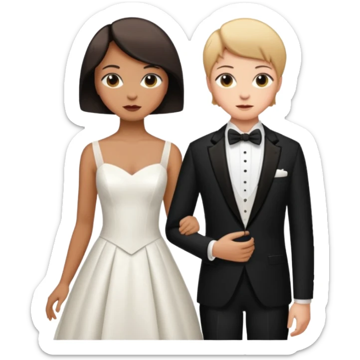 due ragazze che si sposano,una ha i capelli corti r lo smoking e l'altra ha il vestito bianco da sposa  sticker