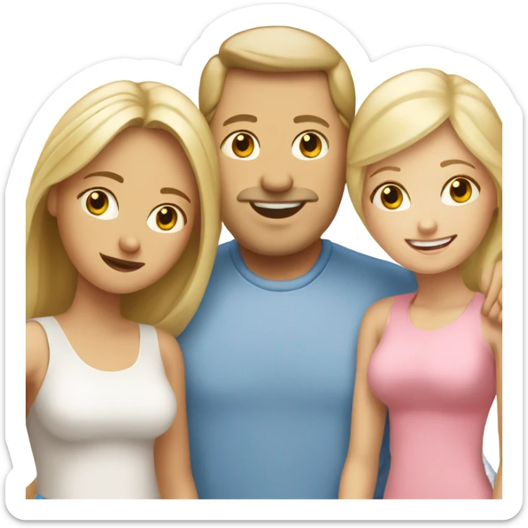 White mom and dad Family with three blonde girls sticker