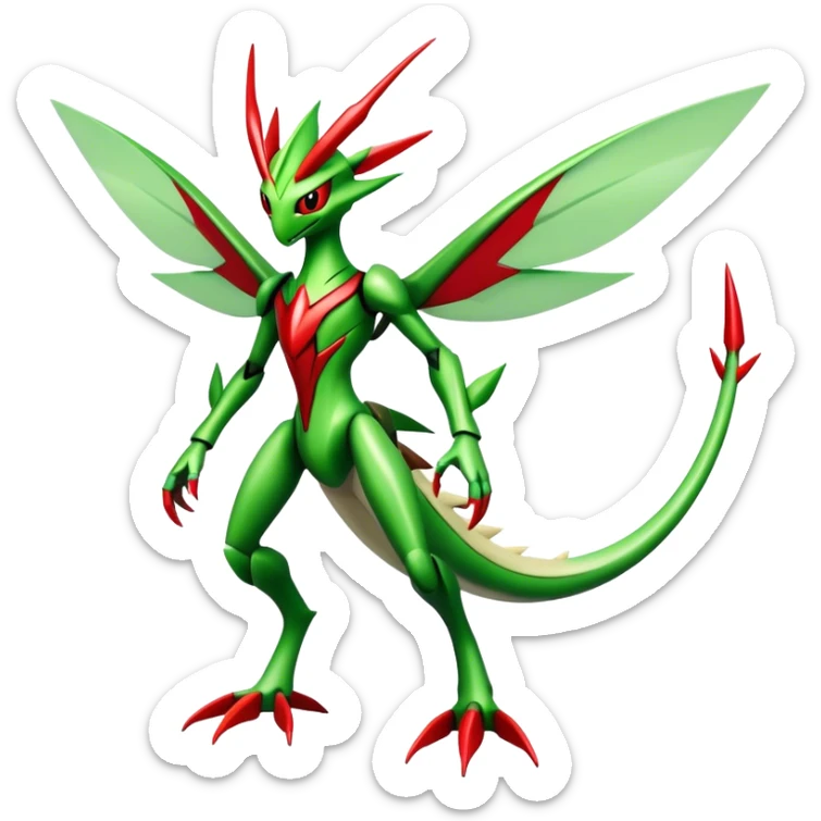  Cool Edgy Shiny Futuristic Ethereal Legendary Scizor-Kartana-Digimon-Schyther-Flygon-hybrid full body sticker