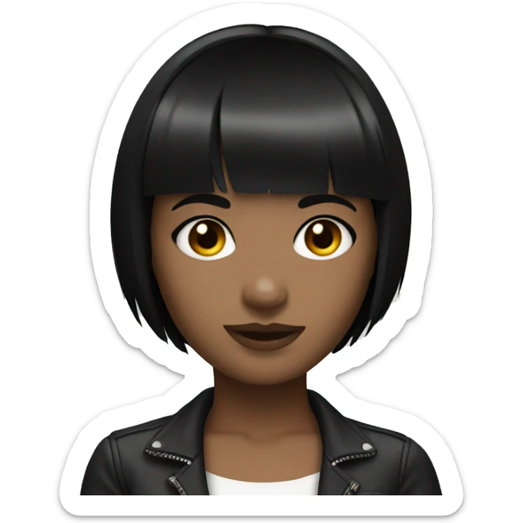 girl dj with fair skin short black hair and bangs sticker
