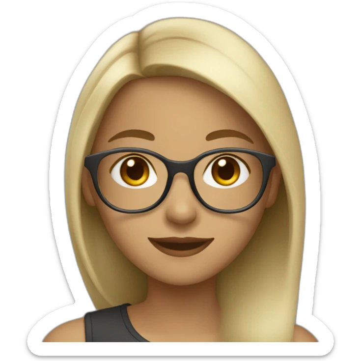 Dark blonde girl with silver glasses and dark brown eyes smiling sticker
