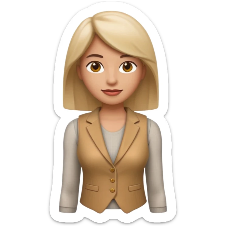 Apple-style 3D emoji of a women’s vest, sleeveless, fitted design, stylish cut, light fabric texture, feminine look, no background sticker