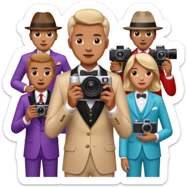 someone who's taking a photo in a room with with the wax figures of celebrities sticker