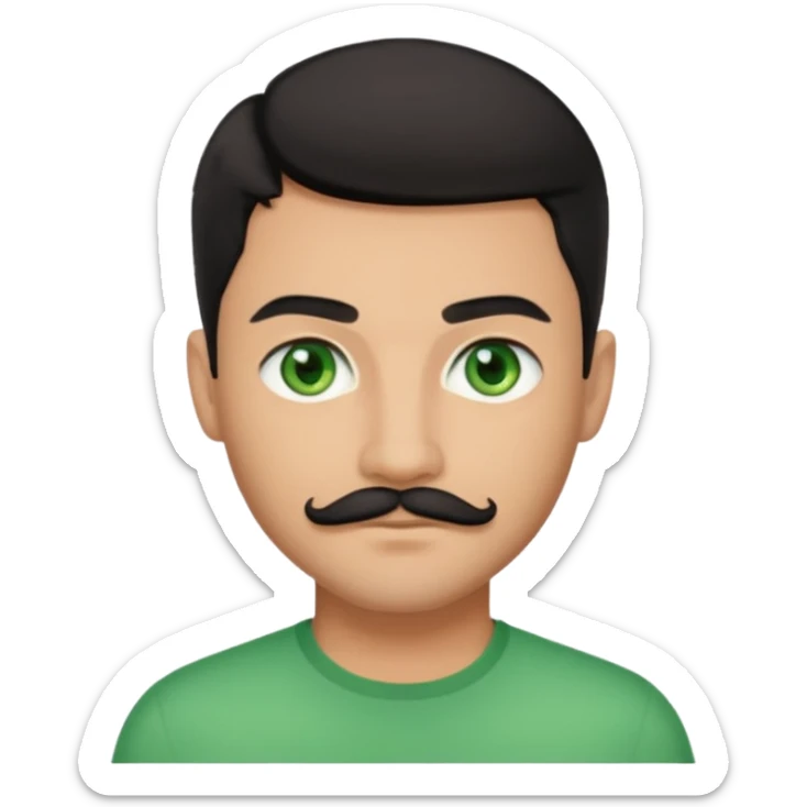 Handsome man with medium skin tone and green eyes with black short hair and short mustache  sticker