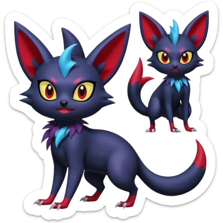 Noibat-Sneasel-Weavile-Zorua-Fakémon-hybrid-creature (full body)  sticker
