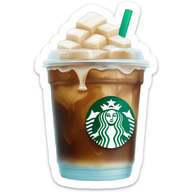 Starbuck ice coffee with ice cubes sticker