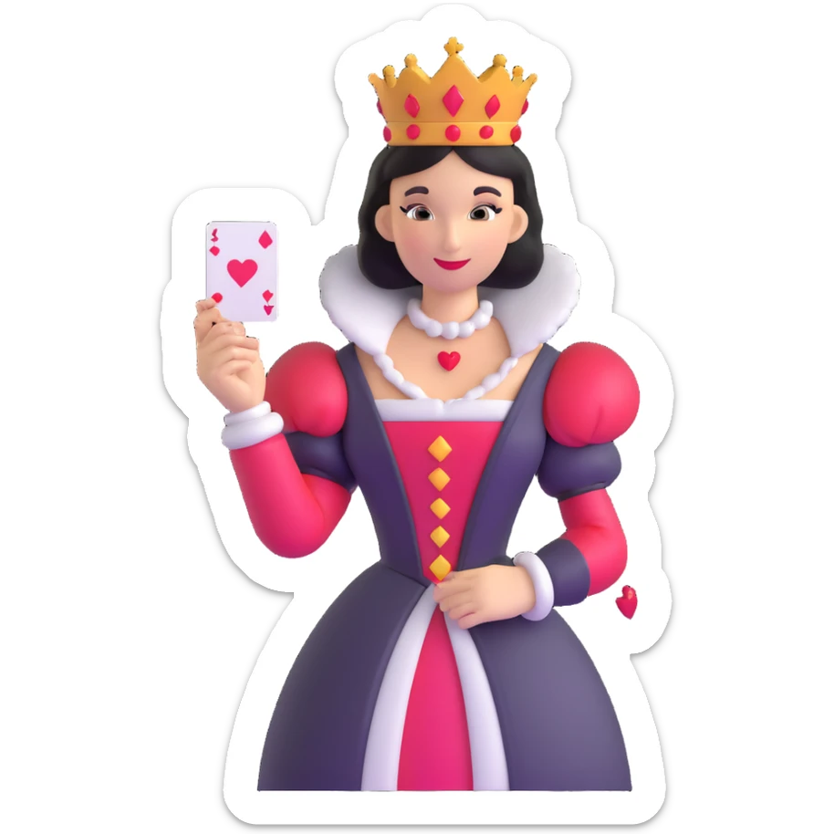 Queen of Hearts from Alice in Wonderland, holding a playing card sticker