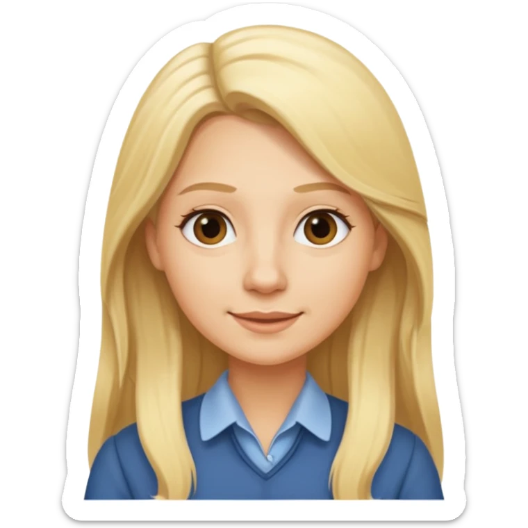 fun blonde history teacher, long blonde hair, casual, cheerful sticker