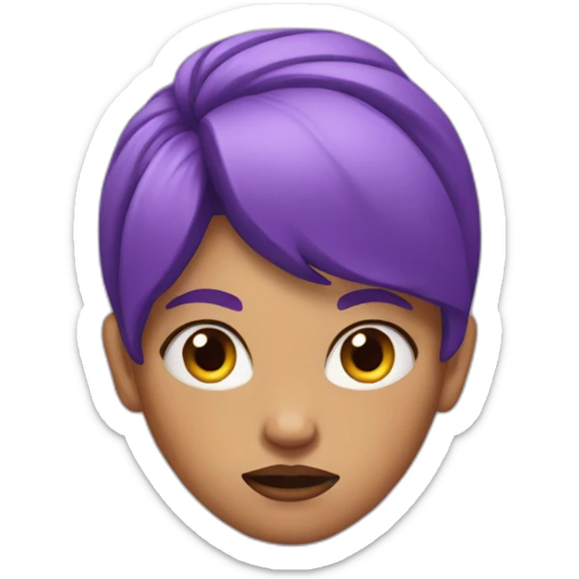 a woman with purple hair and purple bunny ears looking mad sticker