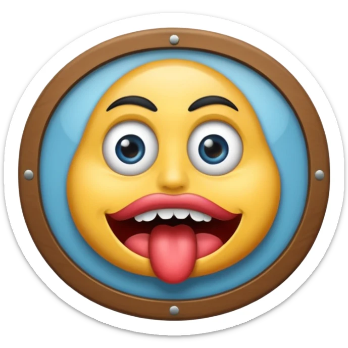 dessiner un Hotel avec une pancarte hotel, rajoute un visage (yeux et bouche)de fou sticker