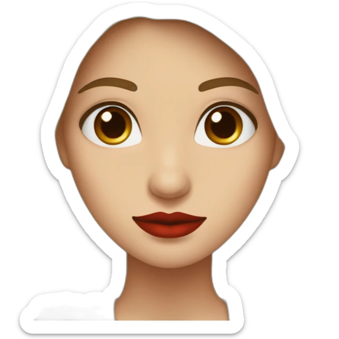 Mujer de piel blanca con labios rojos , pelo largo color castaño con rulos solo en las puntas, anteojos de vista y ojos color marron sticker