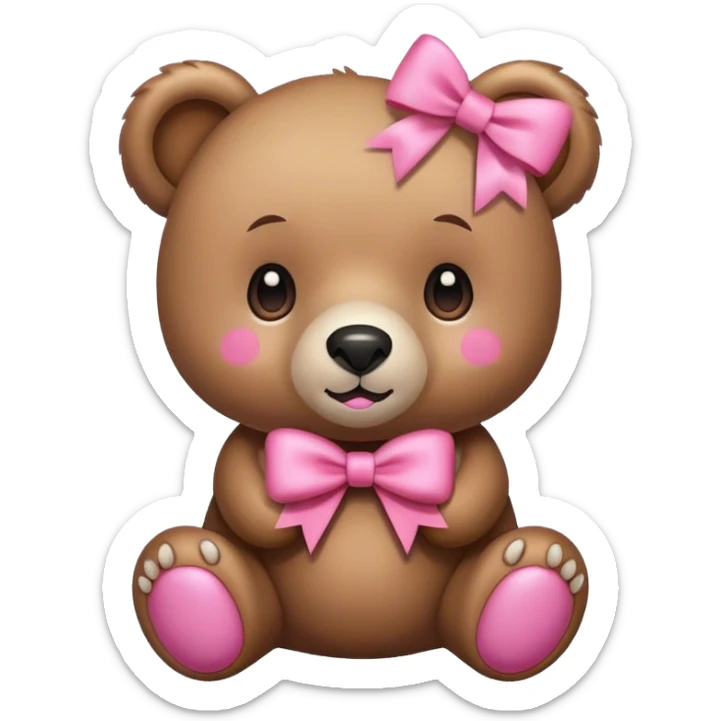 bear, pink bow sticker