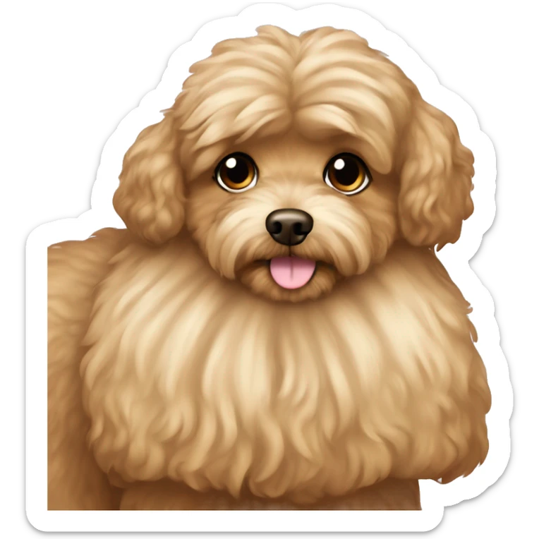Brown dog maltipoo with girl. girl have a blonde long hair sticker