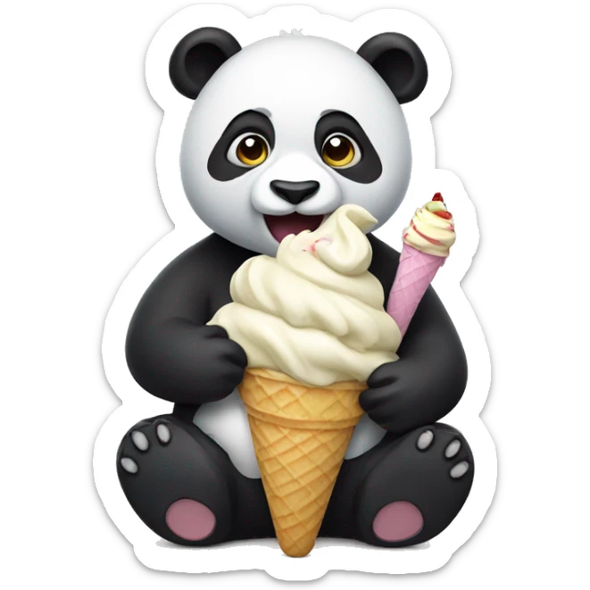 Panda eating ice cream sticker